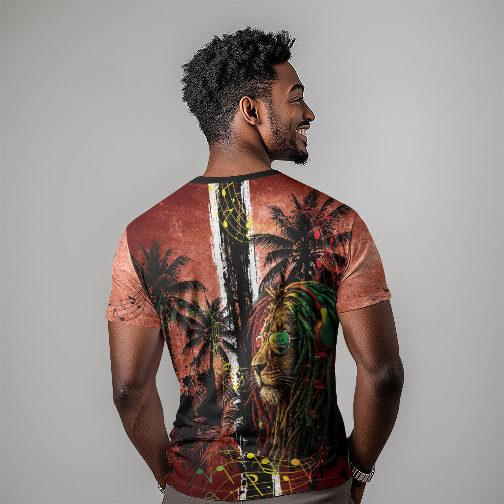 One Love Trinidad And Tobago T shirt Rastafarian Lion Reggae Grunge Style