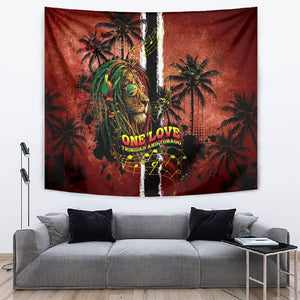 One Love Trinidad And Tobago Tapestry Rastafarian Lion Reggae Grunge Style