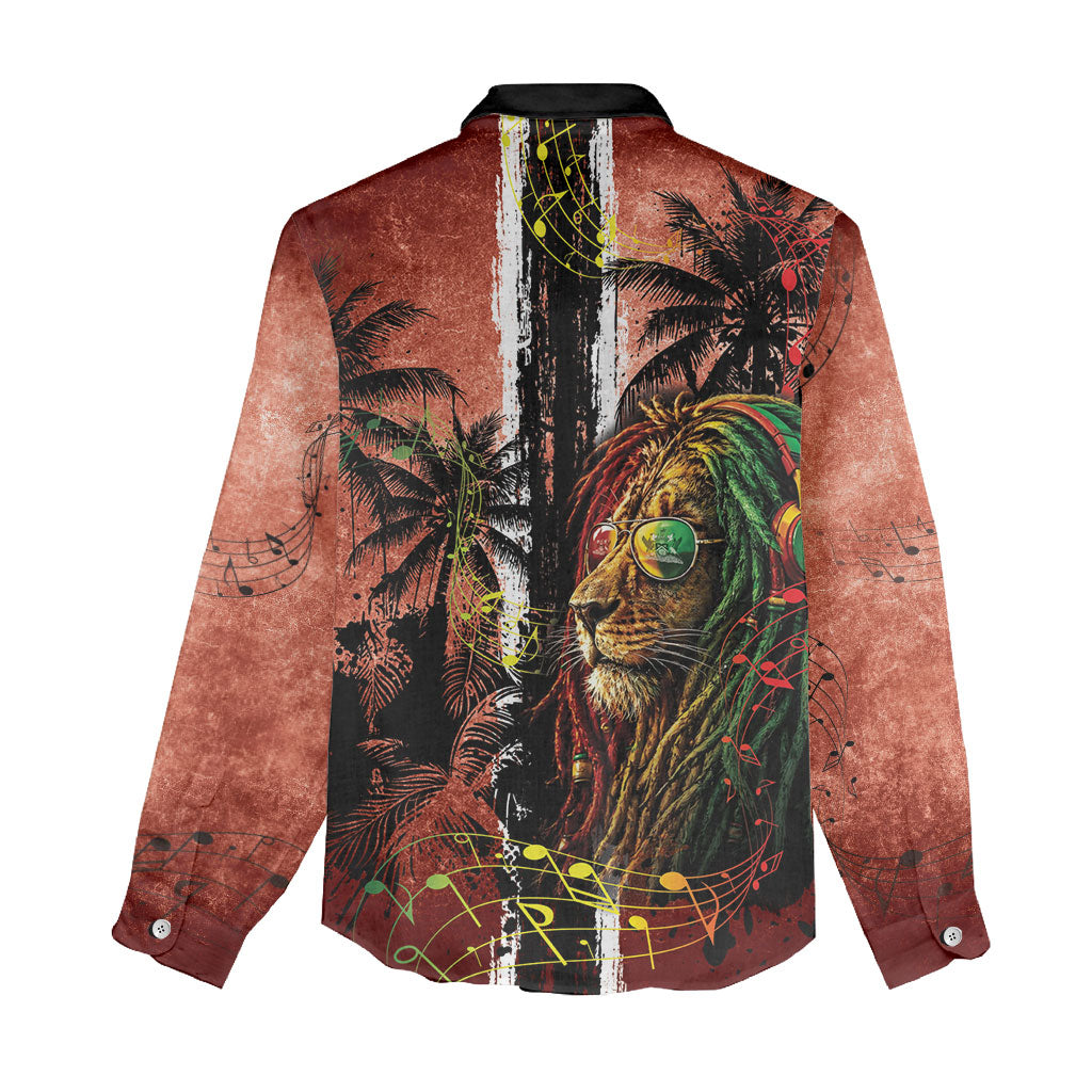 One Love Trinidad And Tobago Women Casual Shirt Rastafarian Lion Reggae Grunge Style