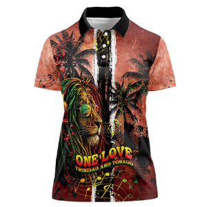 One Love Trinidad And Tobago Women Polo Shirt Rastafarian Lion Reggae Grunge Style