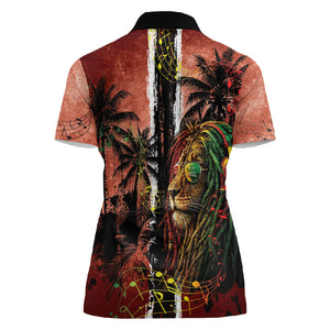 One Love Trinidad And Tobago Women Polo Shirt Rastafarian Lion Reggae Grunge Style
