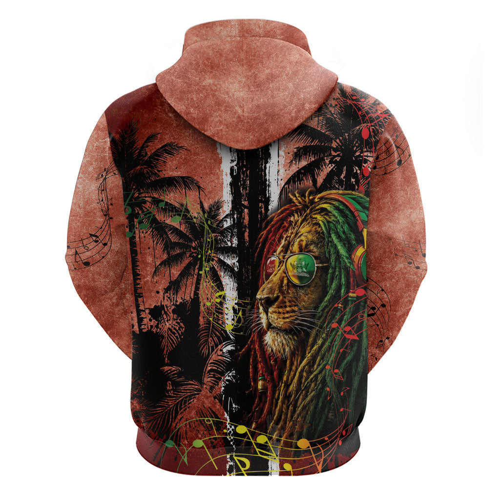 One Love Trinidad And Tobago Zip Hoodie Rastafarian Lion Reggae Grunge Style