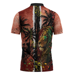 One Love Trinidad And Tobago Zipper Polo Shirt Rastafarian Lion Reggae Grunge Style