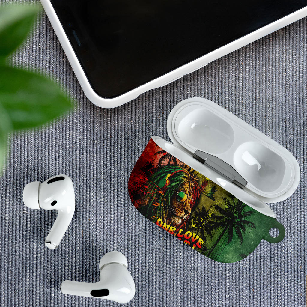 One Love Afro Haiti AirPods Case Rastafarian Lion Reggae Grunge Style