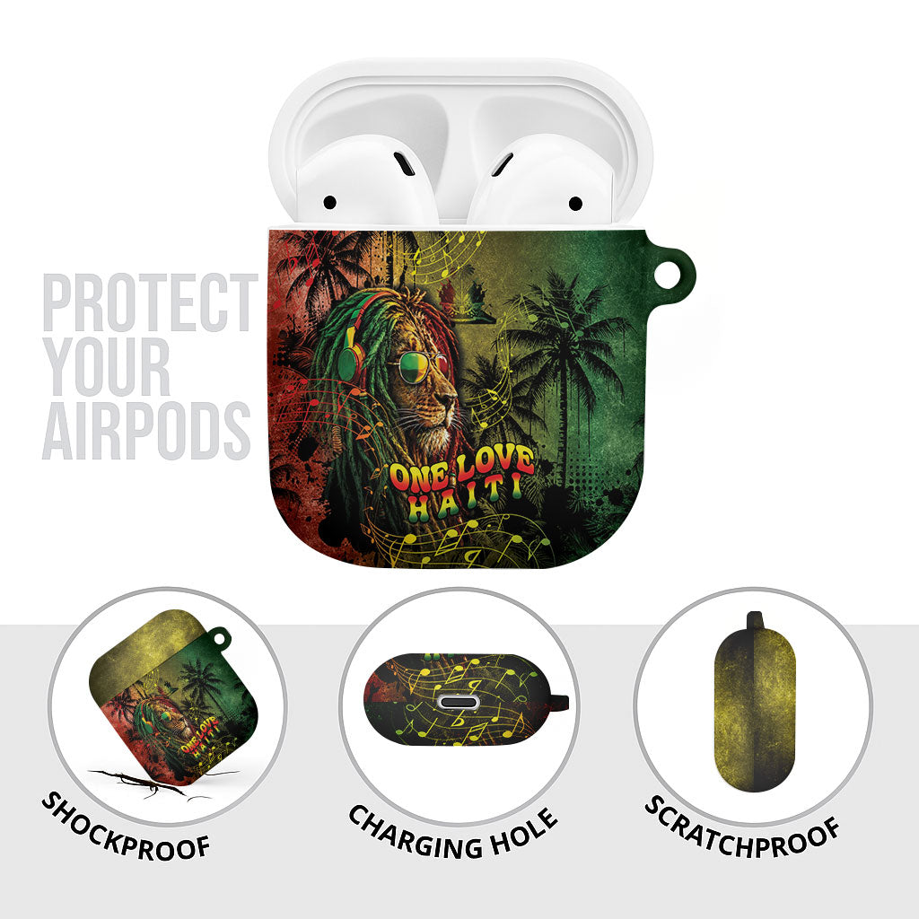 One Love Afro Haiti AirPods Case Rastafarian Lion Reggae Grunge Style