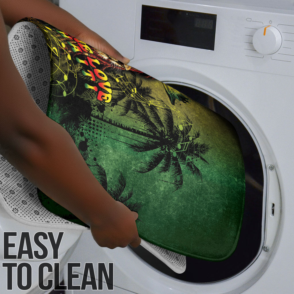One Love Afro Haiti Bathroom Set Rastafarian Lion Reggae Grunge Style