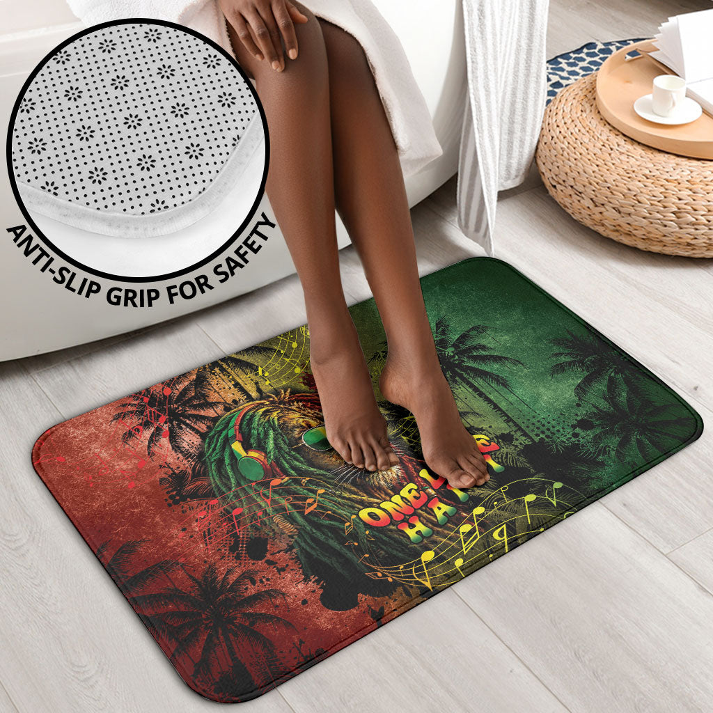 One Love Afro Haiti Bathroom Set Rastafarian Lion Reggae Grunge Style