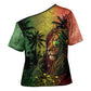 One Love Afro Haiti Cross Shoulder Shirt Rastafarian Lion Reggae Grunge Style