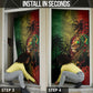 One Love Afro Haiti Door Cover Rastafarian Lion Reggae Grunge Style