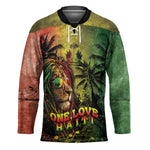 One Love Afro Haiti Hockey Jersey Rastafarian Lion Reggae Grunge Style
