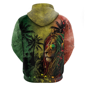 One Love Afro Haiti Hoodie Rastafarian Lion Reggae Grunge Style