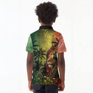 One Love Afro Haiti Kid Polo Shirt Rastafarian Lion Reggae Grunge Style