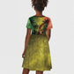 One Love Afro Haiti Kid Short Sleeve Dress Rastafarian Lion Reggae Grunge Style