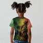 One Love Afro Haiti Kid T shirt Rastafarian Lion Reggae Grunge Style