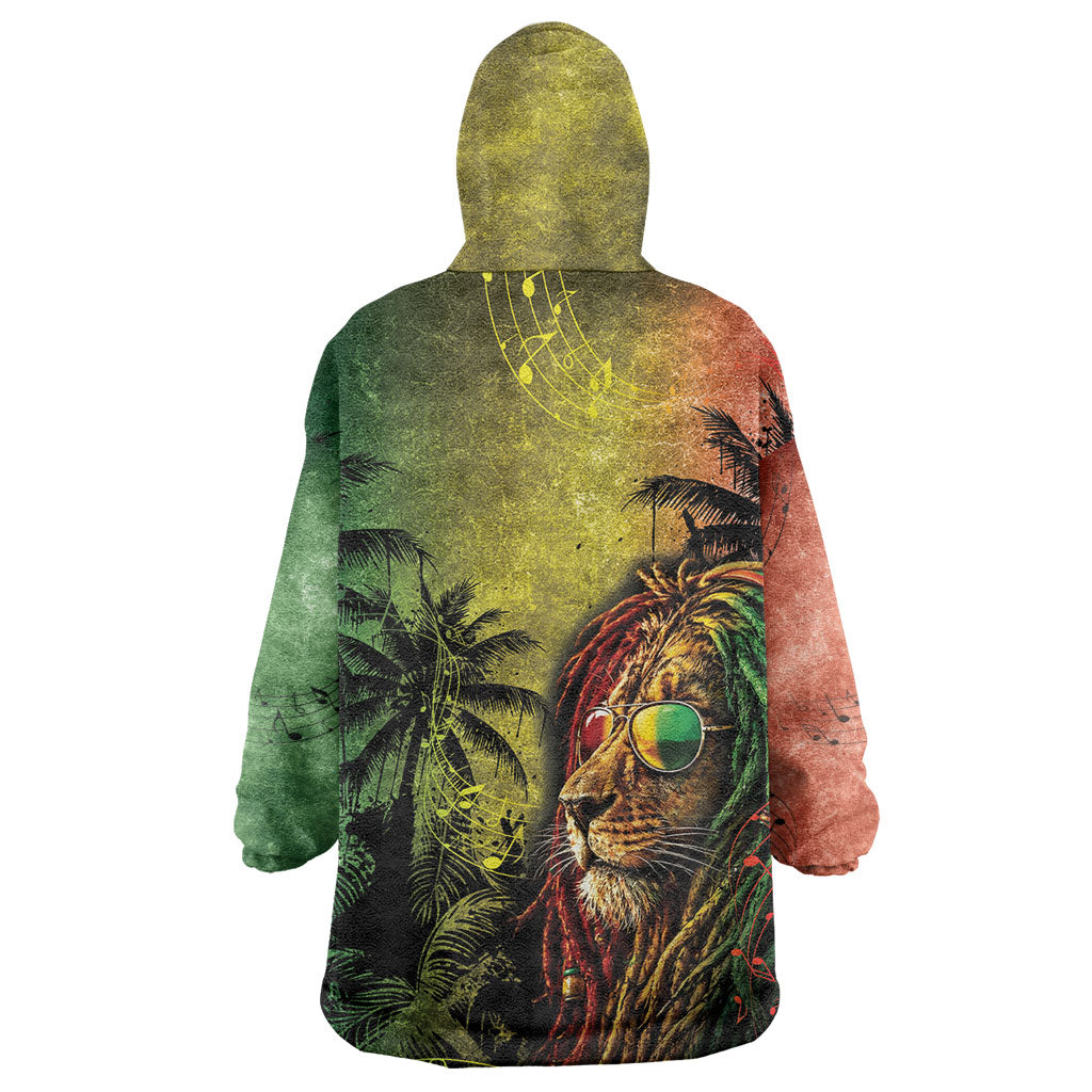 One Love Afro Haiti Kid Wearable Blanket Hoodie Rastafarian Lion Reggae Grunge Style