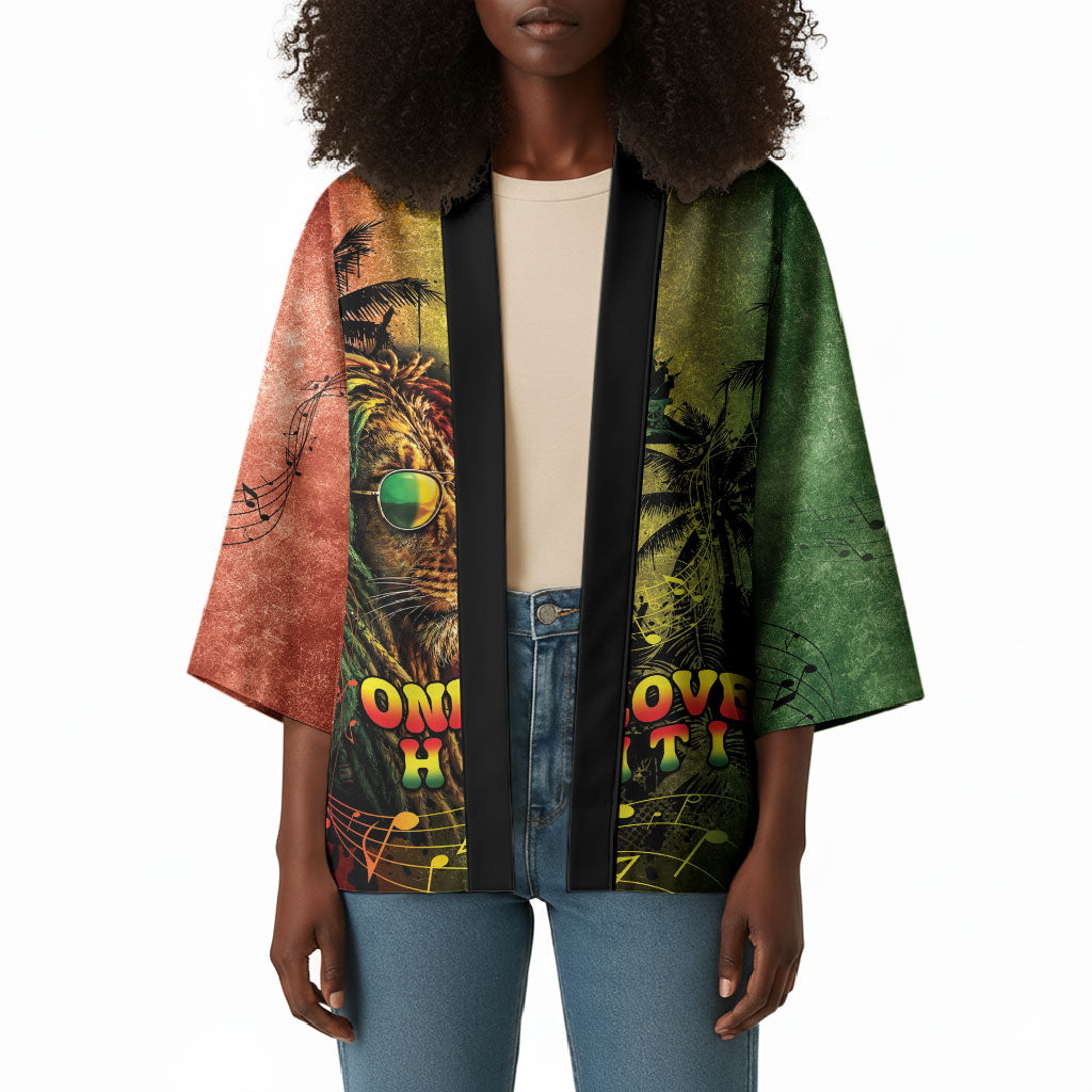 One Love Afro Haiti Kimono Rastafarian Lion Reggae Grunge Style