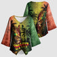 One Love Afro Haiti Kimono Sleeve Blouse Rastafarian Lion Reggae Grunge Style