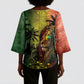 One Love Afro Haiti Kimono Sleeve Blouse Rastafarian Lion Reggae Grunge Style