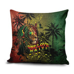One Love Afro Haiti Pillow Cover Rastafarian Lion Reggae Grunge Style