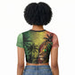 One Love Afro Haiti Raglan Cropped T shirt Rastafarian Lion Reggae Grunge Style