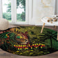 One Love Afro Haiti Round Carpet Rastafarian Lion Reggae Grunge Style