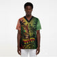 One Love Afro Haiti Scrub Top Rastafarian Lion Reggae Grunge Style