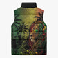 One Love Afro Haiti Sleeveless Puffer Jacket Rastafarian Lion Reggae Grunge Style