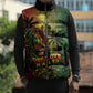 One Love Afro Haiti Sleeveless Puffer Jacket Rastafarian Lion Reggae Grunge Style
