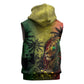 One Love Afro Haiti Sleeveless Zip Hoodie Rastafarian Lion Reggae Grunge Style