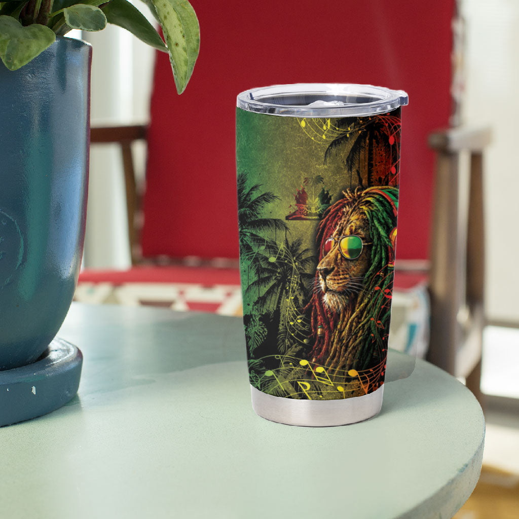 One Love Afro Haiti Tumbler Cup Rastafarian Lion Reggae Grunge Style