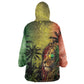 One Love Afro Haiti Wearable Blanket Hoodie Rastafarian Lion Reggae Grunge Style