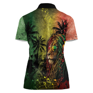 One Love Afro Haiti Women Polo Shirt Rastafarian Lion Reggae Grunge Style