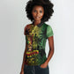 One Love Afro Haiti Women Polo Shirt Rastafarian Lion Reggae Grunge Style