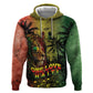 One Love Afro Haiti Zip Hoodie Rastafarian Lion Reggae Grunge Style