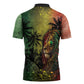 One Love Afro Haiti Zipper Polo Shirt Rastafarian Lion Reggae Grunge Style