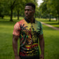 One Love Afro Haiti Zipper Polo Shirt Rastafarian Lion Reggae Grunge Style