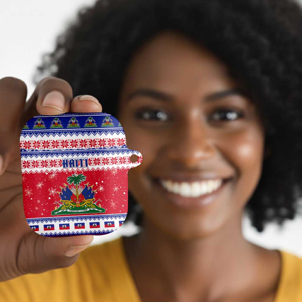 Afro Haiti Christmas AirPods Case Coat Of Arms Jwaye Nwel