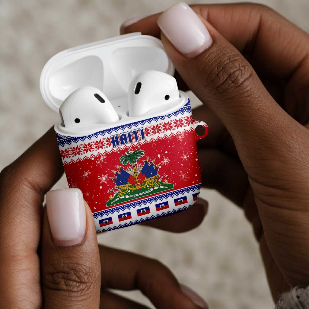 Afro Haiti Christmas AirPods Case Coat Of Arms Jwaye Nwel