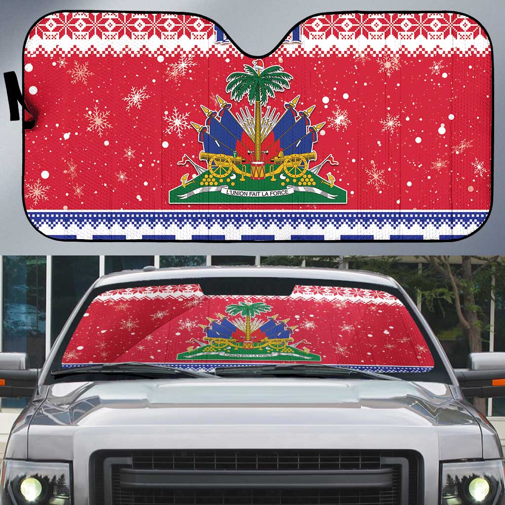 Afro Haiti Christmas Auto Sun Shade Coat Of Arms Jwaye Nwel