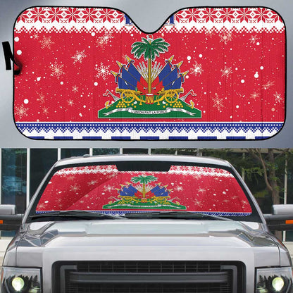 Afro Haiti Christmas Auto Sun Shade Coat Of Arms Jwaye Nwel