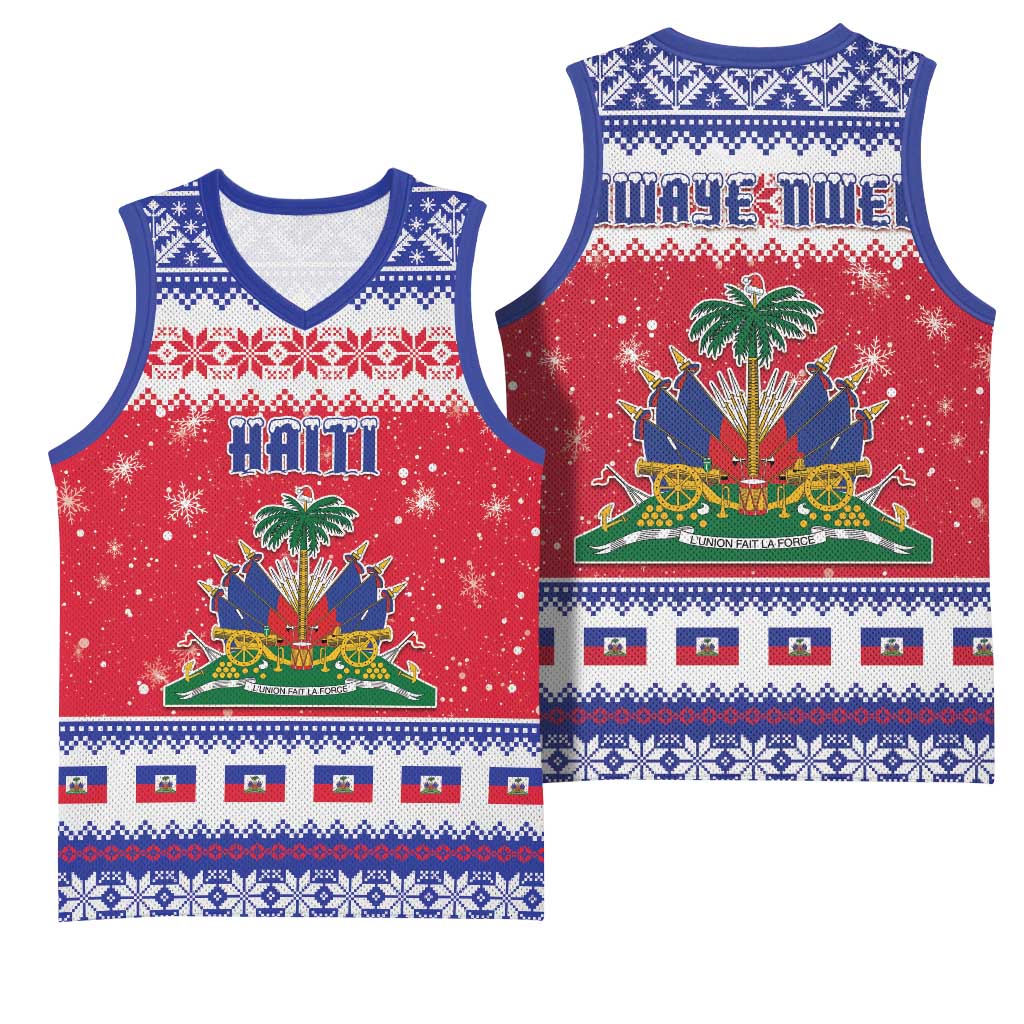 Afro Haiti Christmas Basketball Jersey Coat Of Arms Jwaye Nwel - African Pride