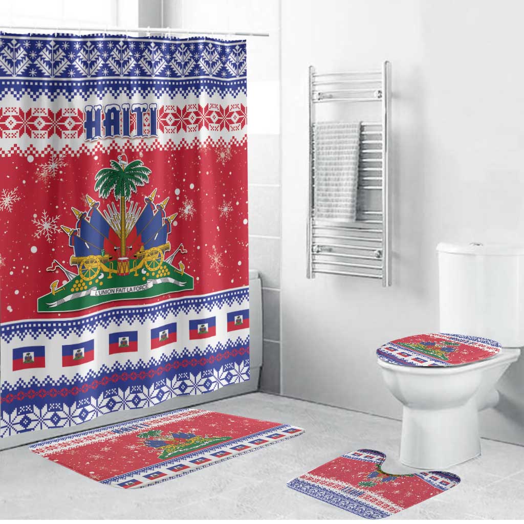 Afro Haiti Christmas Bathroom Set Coat Of Arms Jwaye Nwel
