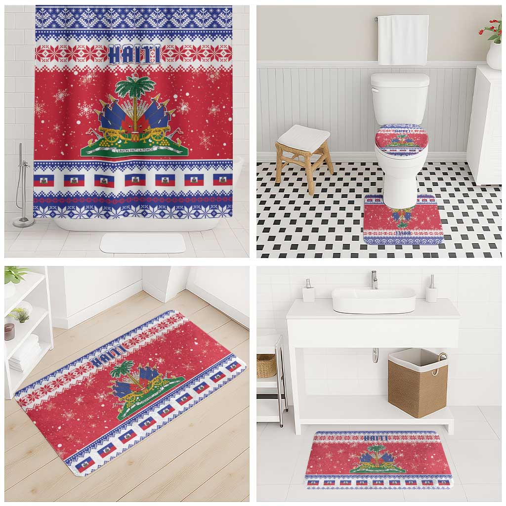 Afro Haiti Christmas Bathroom Set Coat Of Arms Jwaye Nwel