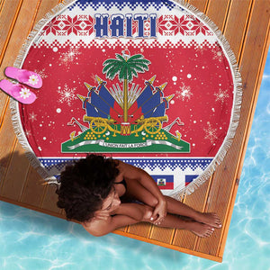 Afro Haiti Christmas Beach Blanket Coat Of Arms Jwaye Nwel - African Pride
