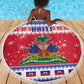 Afro Haiti Christmas Beach Blanket Coat Of Arms Jwaye Nwel - African Pride