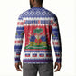 Afro Haiti Christmas Button Sweatshirt Coat Of Arms Jwaye Nwel