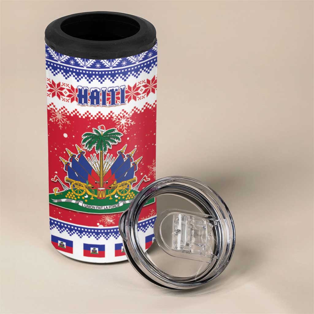 Afro Haiti Christmas 4 in 1 Can Cooler Tumbler Coat Of Arms Jwaye Nwel - African Pride