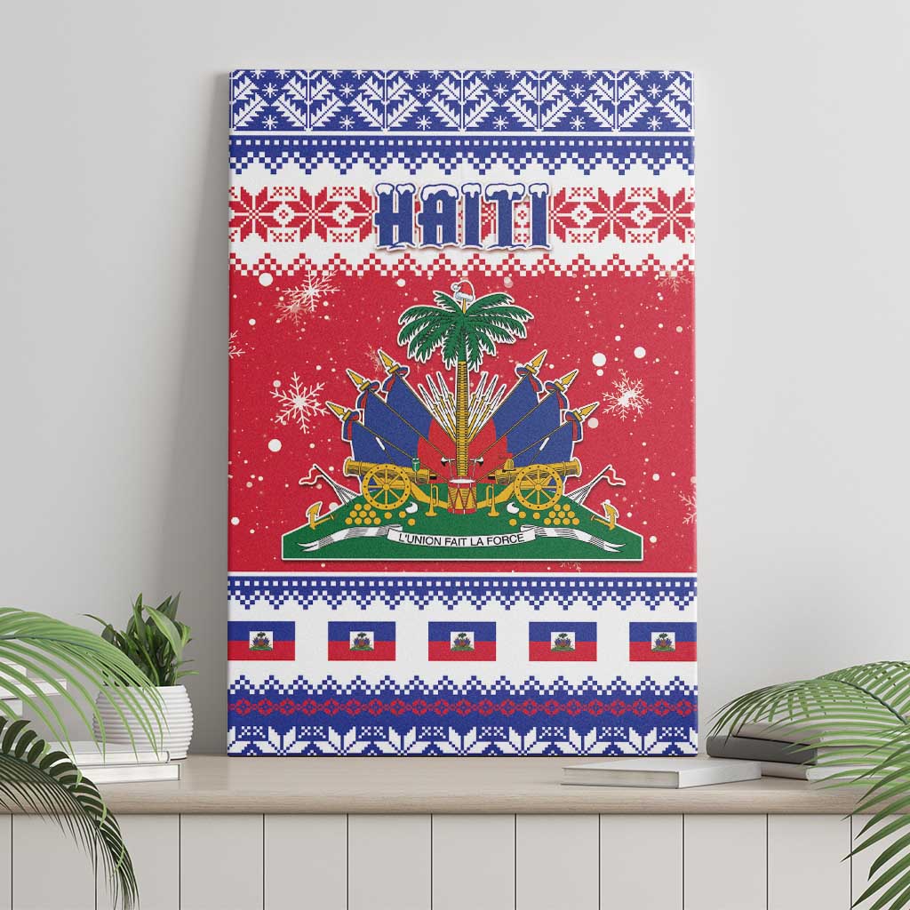 Afro Haiti Christmas Canvas Wall Art Coat Of Arms Jwaye Nwel - African Pride