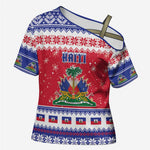 Afro Haiti Christmas Cross Shoulder Shirt Coat Of Arms Jwaye Nwel