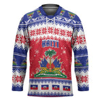 Afro Haiti Christmas Hockey Jersey Coat Of Arms Jwaye Nwel